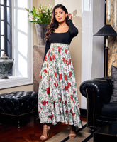 Two Tone Midi Dress With Pockets