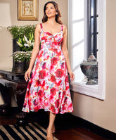 Bustier Dress With Printed Chiffon