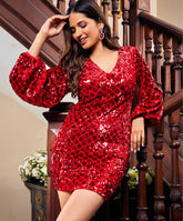 Vneck Sequin Bodycon Dress