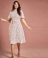 Floral Flutter Sleeve Flared Dress