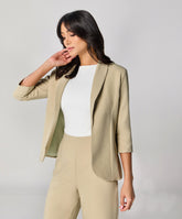 Curved Label Collared Classic Jacket- Light Beige