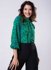 Front Frilled Long Sleeve Top