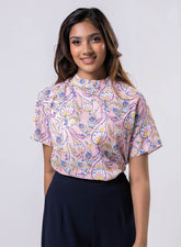 Raglan Sleeve Printed Pink Top