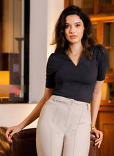 Curve V Neck Ponte Top