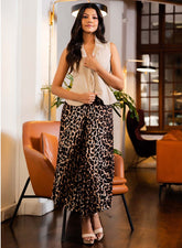 Pleated Printed Skirt - Black