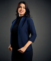3/4 Sleeve Dark Blue Office Blazer
