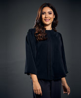 Front Pintuck Black Top