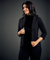 3/4 Sleeve Black Office Blazer