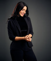 3/4 Sleeve Black Office Blazer