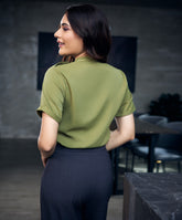 Gold Button Attached Chiffon Top