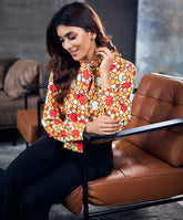 Neck Tie Printed Chiffon Top