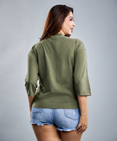 acid wash olive long sleeve t shirt