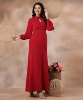long sleeve high neck maxi dress