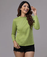 crew neck long sleeve olive green tee