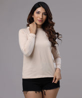 crew neck long sleeve beige tee