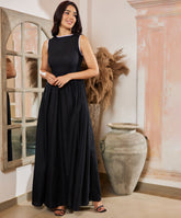 Black Linen Detailed Maxi