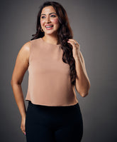 sleeveless basic solid brown chiffon top
