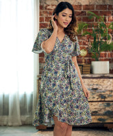 vneck sleeve flared dress