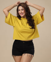 batwing high neck oversized mustard tshirt