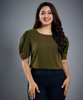 Back Scalloped Detailed Round Neck Top