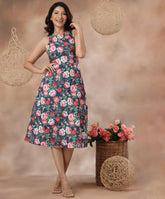 halter neck printed midi dress