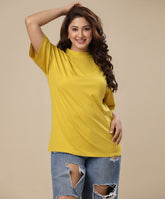 yellow oversized basic crew neck tshirt