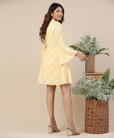 sleeve flared mustard skater dress