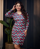 printed scallop edge tunic dress