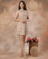 loose fitted high neck printed dress