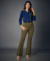 flared work ponte green pants