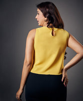 Sleeveless Chiffon Flared Yellow Top