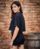 acid wash black cropped t shirt