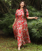 back detailed cottage cotton maxi