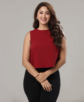 Sleeveless Chiffon Flared Maroon Top