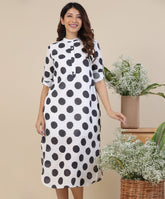 large polka printed kurtha dress