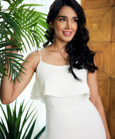 front double frilled spaghetti chiffon maxi