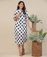 large polka printed kurtha dress