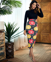 midi length ponte printed dress