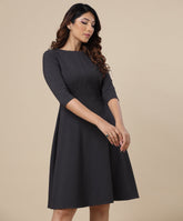 shoulder detailed formal grey dress 1