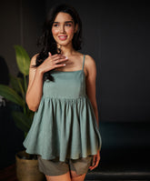 back tie strap linen top