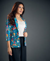 blue floral work wear blazer