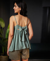 back tie strap linen top