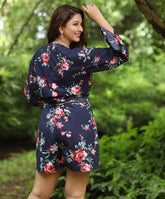 cotton printed romper shorts