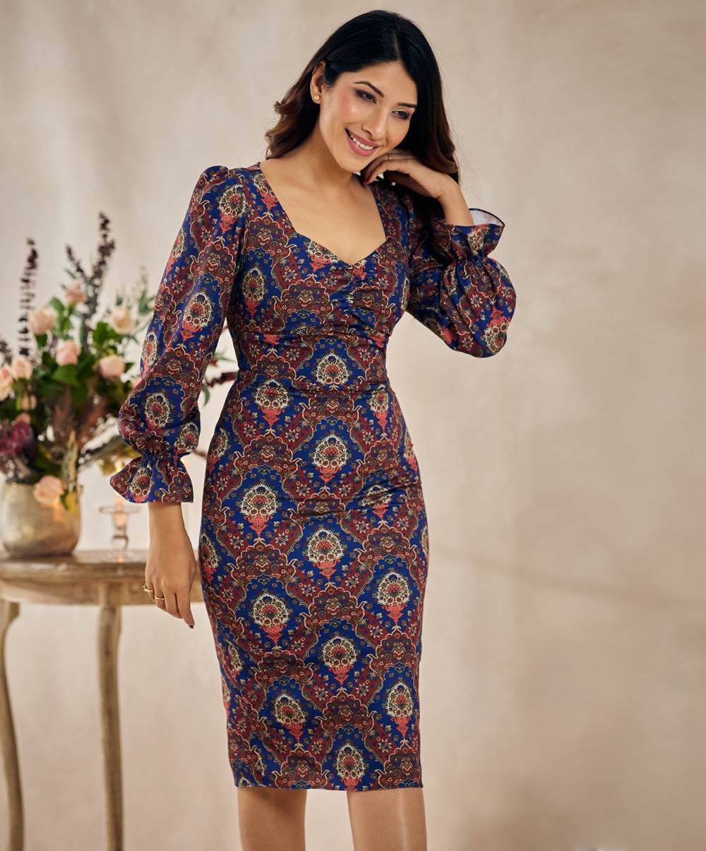 Sweetheart Neck Flounce Sleeve Layered Hem Dress Sweetheart Neck Flounce Sleeve Layered Hem Dress