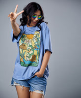 frog with a guitar oversized tshirt