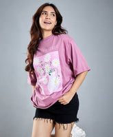 Oversize Purple Floral Print T-Shirt