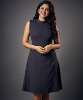 slanted panel skater grey dress