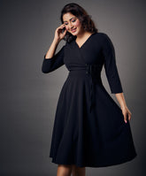side looped skater black dress