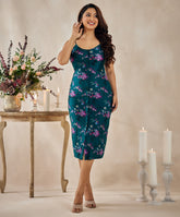 body hugging printed green dress