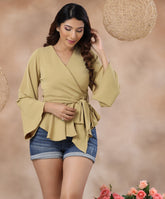 waterfall peplum olive chiffon top